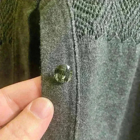 Eddie Bauer Gray Cardigan with Faux Gemstone Buttons and Patterned Top XL - Picture 4 of 11